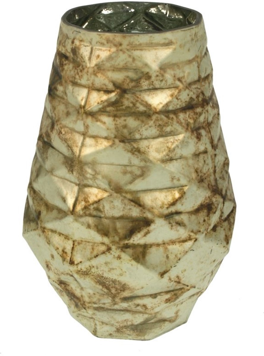 Vaas/Windlicht glas antiek look Ø15xH23cm