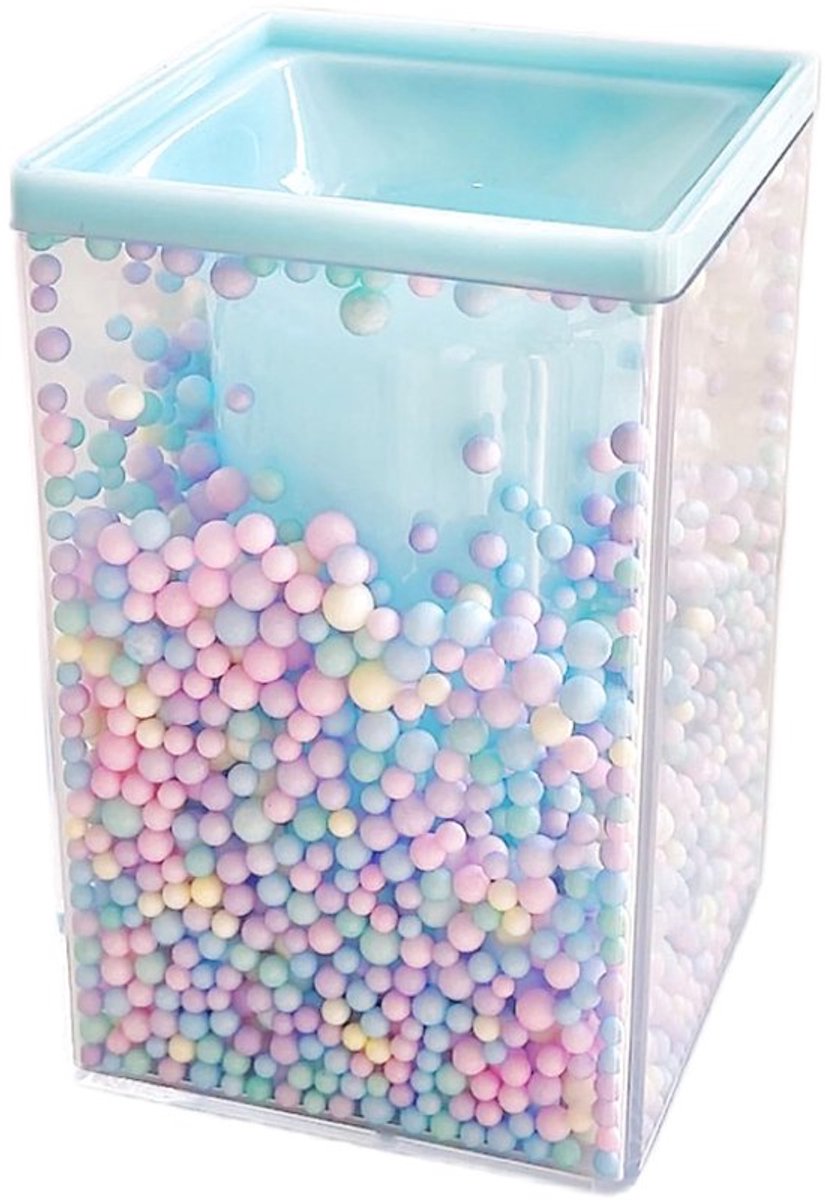 Pennenhouder Schattig Ontwerp - Bureau Organizer - Acryl - Desk Organizer - Kleurige Foam Ballen - 7 x 7 x 11 cm