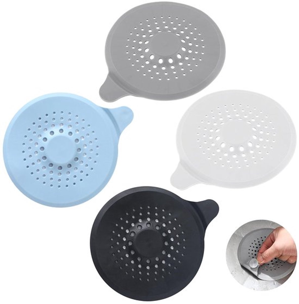 Haar Catcher 4 Stuks - Siliconen Afvoerfilter - Antislip Gootsteen Zeef - Opvouwbare Haar Stopper - Duurzaam Materiaal - Eenvoudig in Gebruik