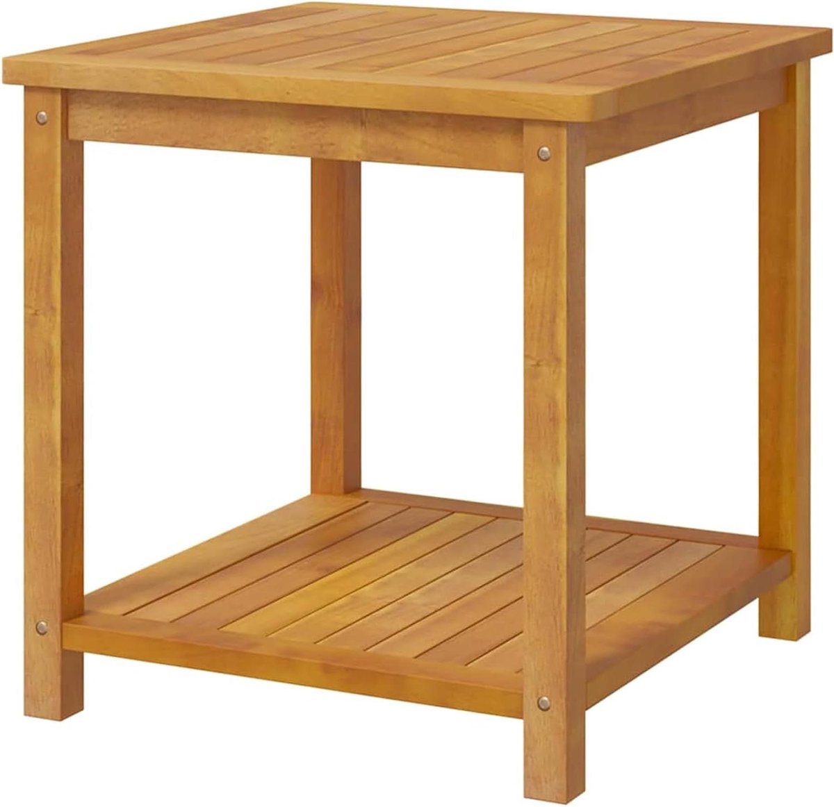 Bijzettafel massief hout - Tuin balkontafel - Buitenmeubilair gebruik - Weerbestendig duurzaam hout - 45x45x45 cm - Naturel