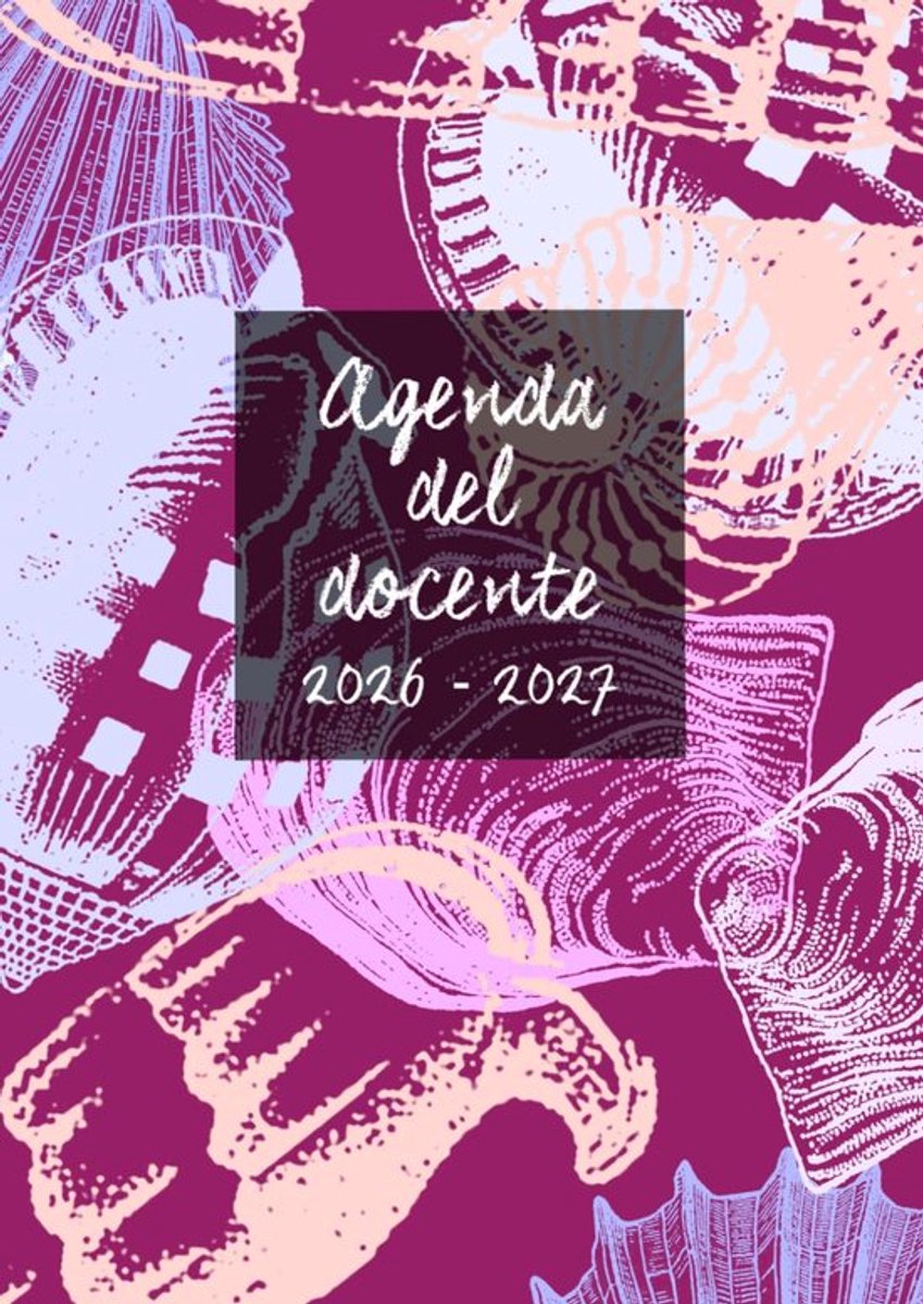 SnelShoppen - Agenda Del Docente 2026-2027 A4 met Conchiglie Motief - Onderwijs Agenda voor Docenten, Schooljaar Planner, Luxe Hardcovers, 52 Weken, P