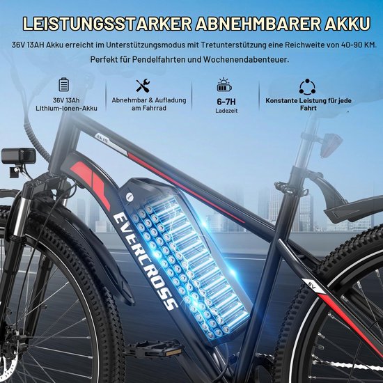 EVERCROSS EK15 Elektrische fiets - 27.5" - 36V 13Ah - 40-90 km - 7 versn. van EVERCROSS — afbeelding 5