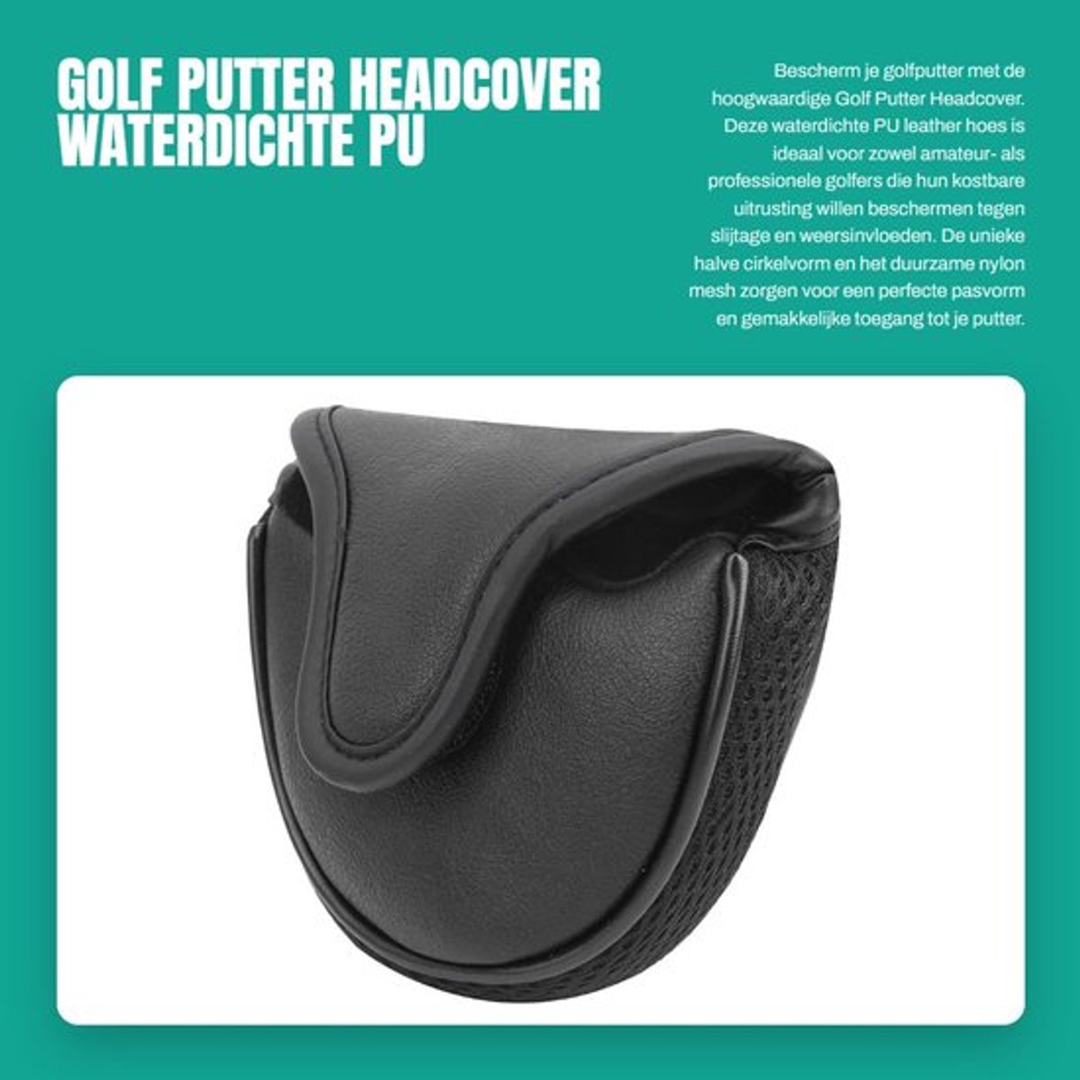 Putter Headcover Waterdicht - PU Leer/Nylon Mesh - Golf Putter Beschermhoes - Sport Bescherming Accessoires - 11 x 13,5 cm - 100% Gloednieuw - Golfputterhoes