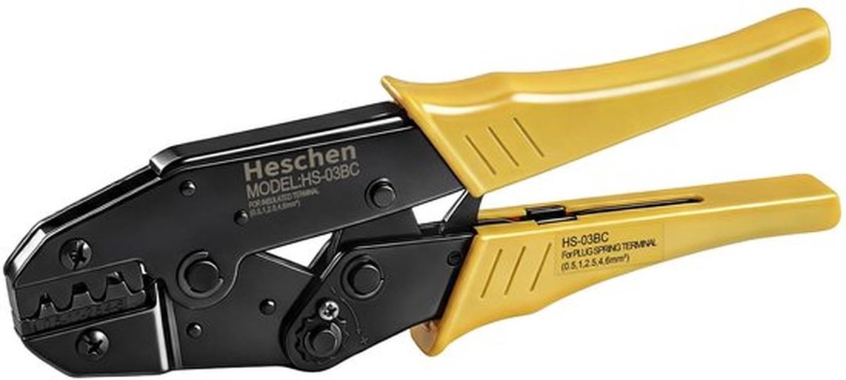 Ratchet Crimping Plier - Crimping Tool - Voor Non-Insulated Jacks - Geel - 0.5-6mm² - Handige Crimpfunctie - Geschikt voor Elektrisch Werk