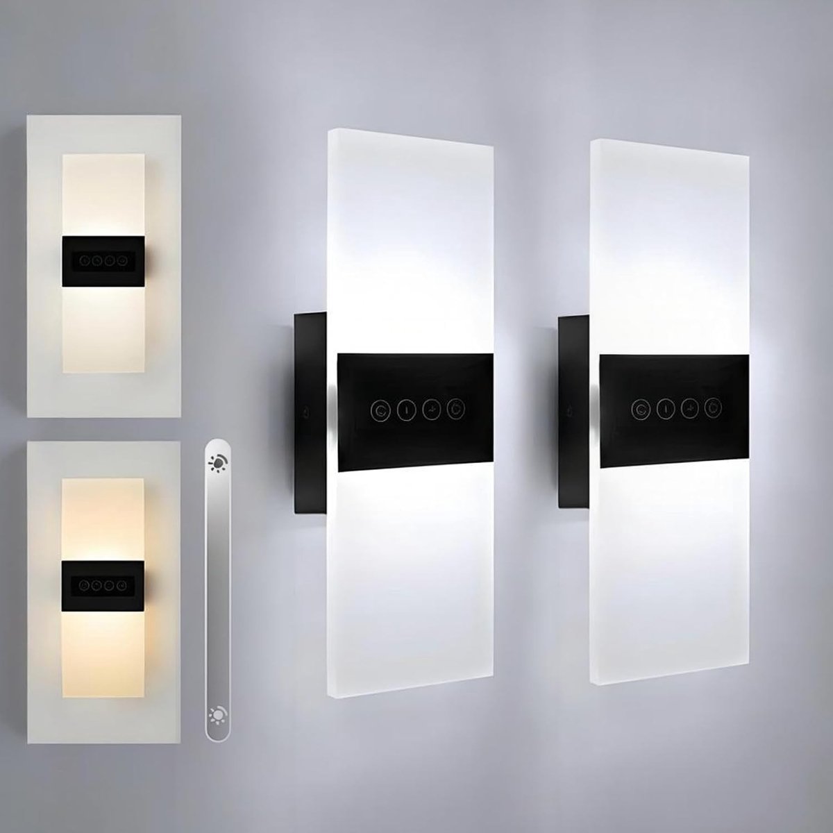 Wandlamp - Antraciet - 29 x 12 x 4 cm - Dimbare LED Wandlamp met Aanraakschakelaar - Voor Woonkamer en Slaapkamer