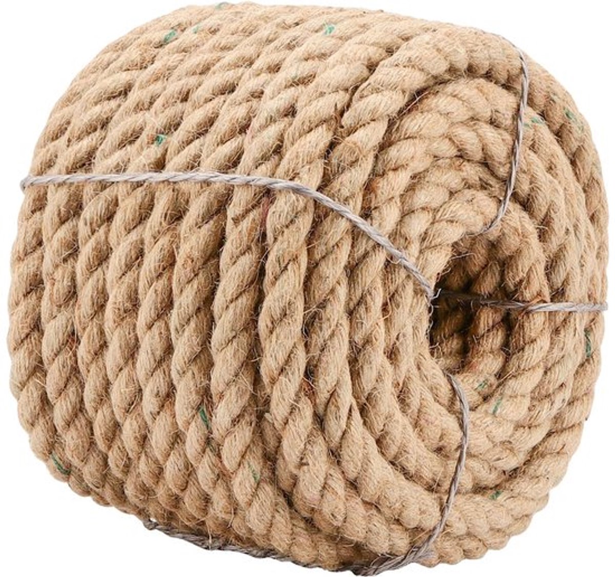 Natuurlijk jute touw, 20 m x 12 mm, 4-strengs gedraaid henneptouw, jute koord voor doe-het-zelf knutselen, verpakken, tuin en decoratie