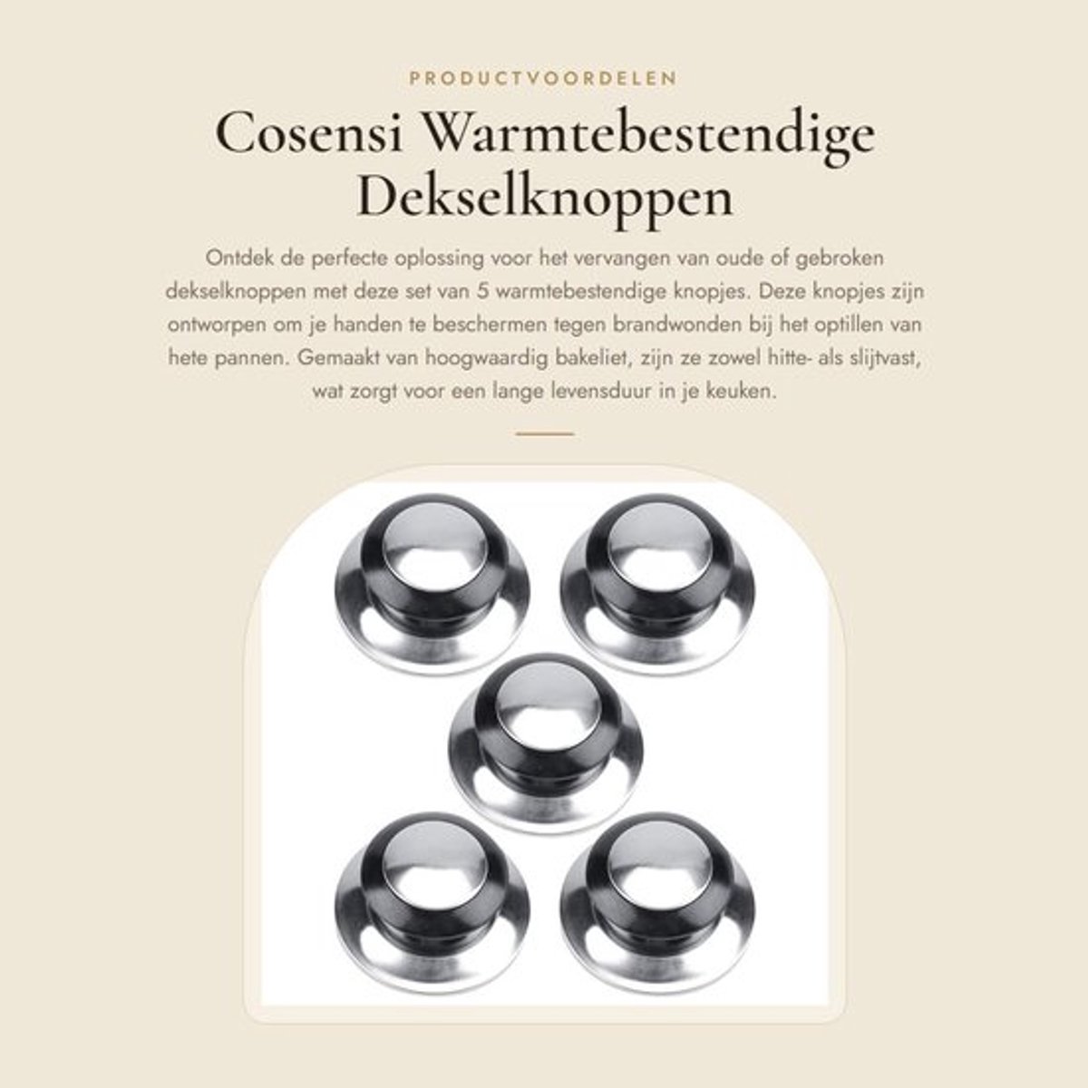 Dekselknop 5Pcs - Warmtebestendig - Bakelieten Knop - Vervangingsonderdeel - Ergonomisch Ontwerp - Eenvoudig te Reinigen - Dekselhandvat