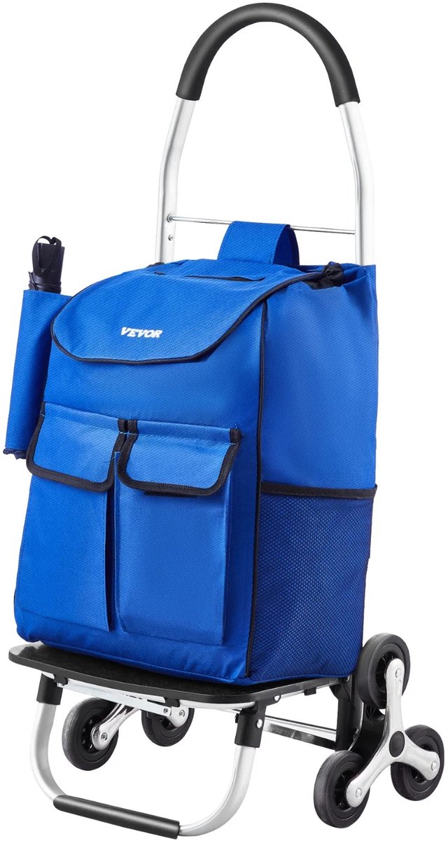 G&G boodschappentrolley - Boodschappentas op wielen - Boodschappenwagen - 36L - 68kg - 6 wielen - Traploper - Opvouwbaar - Blauw