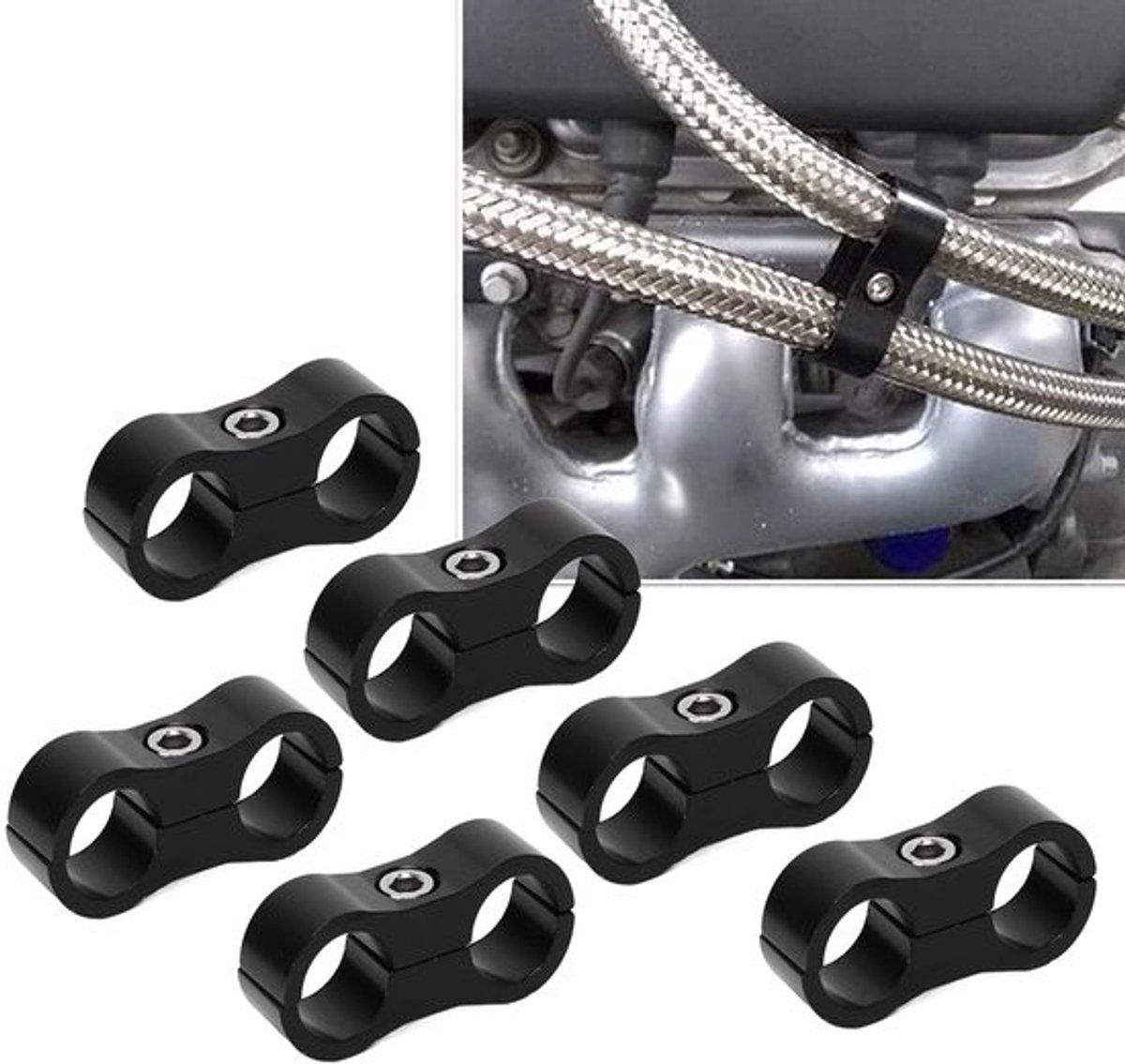 Slangscheider Klem - Aluminium Slang Fitting Adapter - Zwart - Brandstofleiding Klem - Geschikt voor 3/8 Brandstofslang - 10 Stuks
