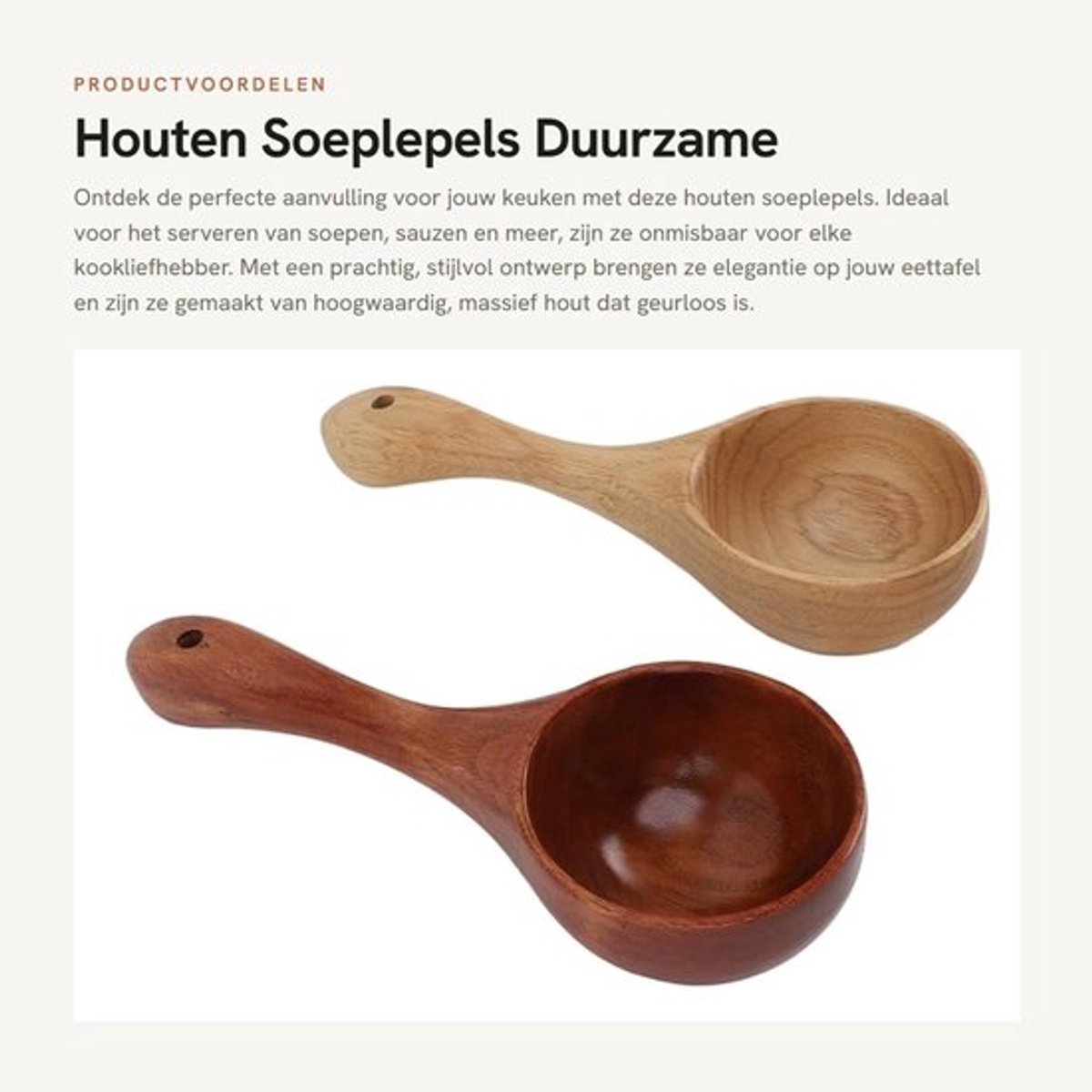 Soeplepel Houten - Pollepel - Serveerlepel - Keuken - Duurzaam - Stijlvol Ontwerp - Keukenlepel