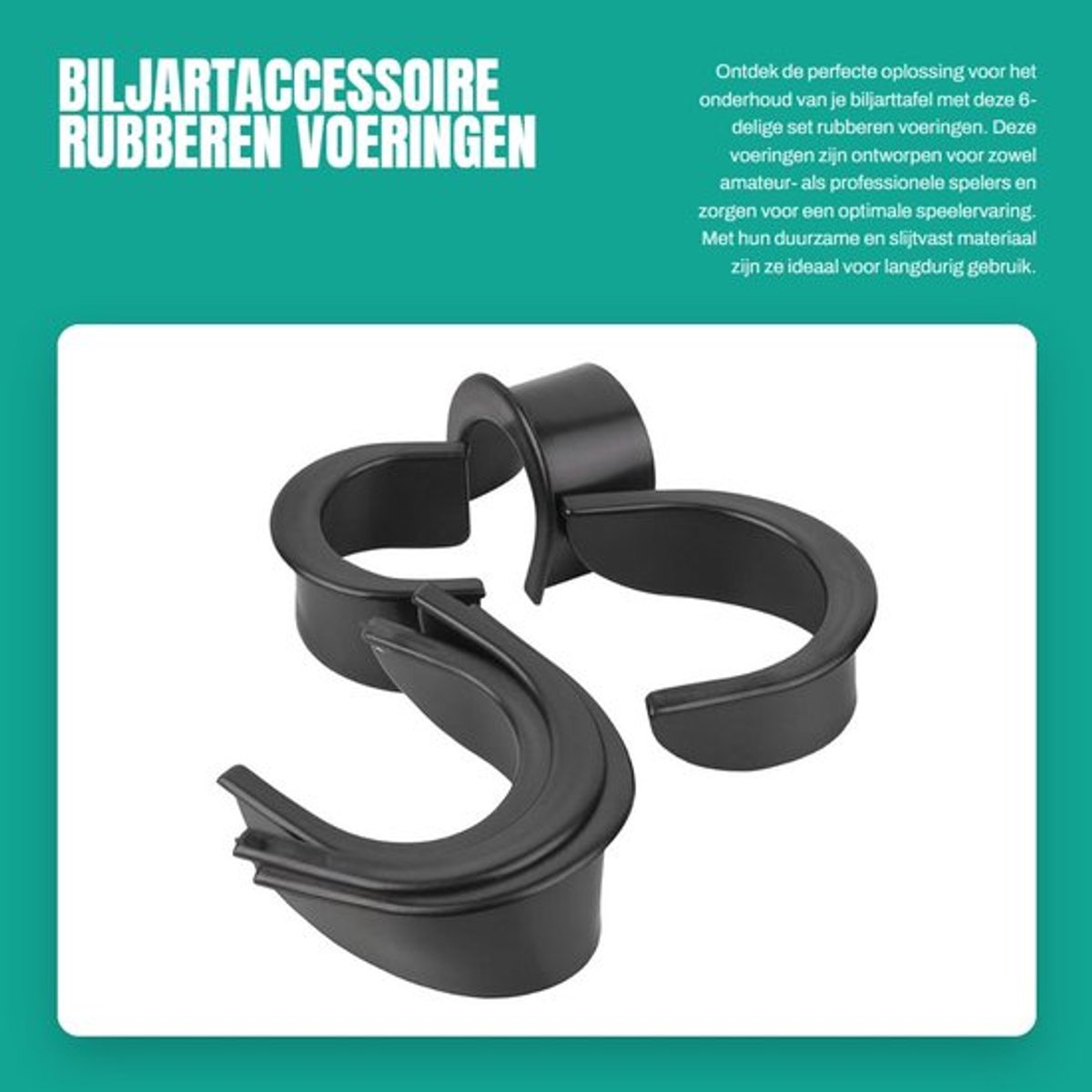 Biljartaccessoire Slijtvast - 6-delige Set - Rubberen Voeringen - Onderhoud Pooltafel - Geperforeerde Hoeken - Duurzaam Materiaal - Biljartvoeringen