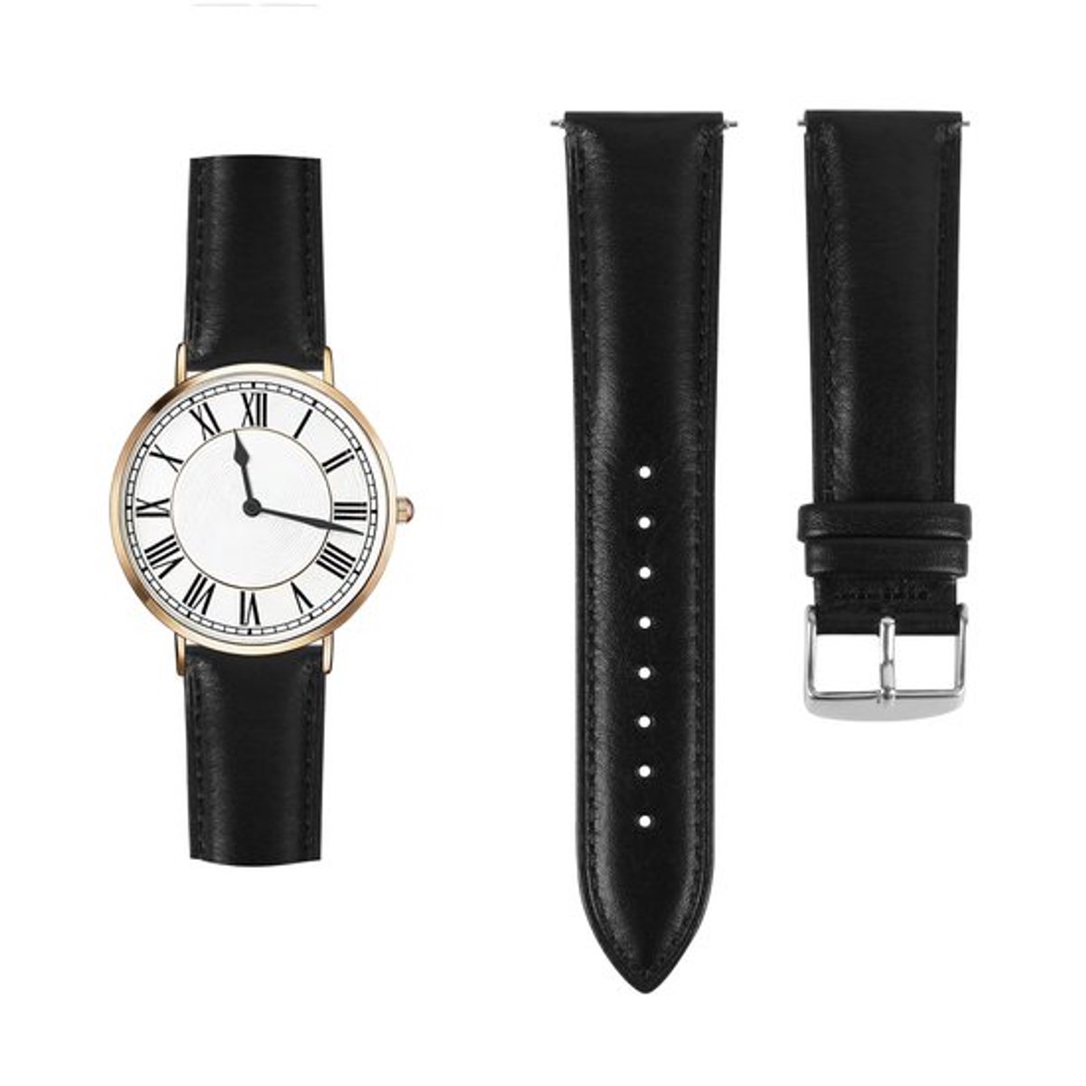 Leren armband - Comfortabele horlogeband - Snelsluiting - Zwart - 20 mm/22 mm - Geschikt voor Amazfit - Luxe uitstraling