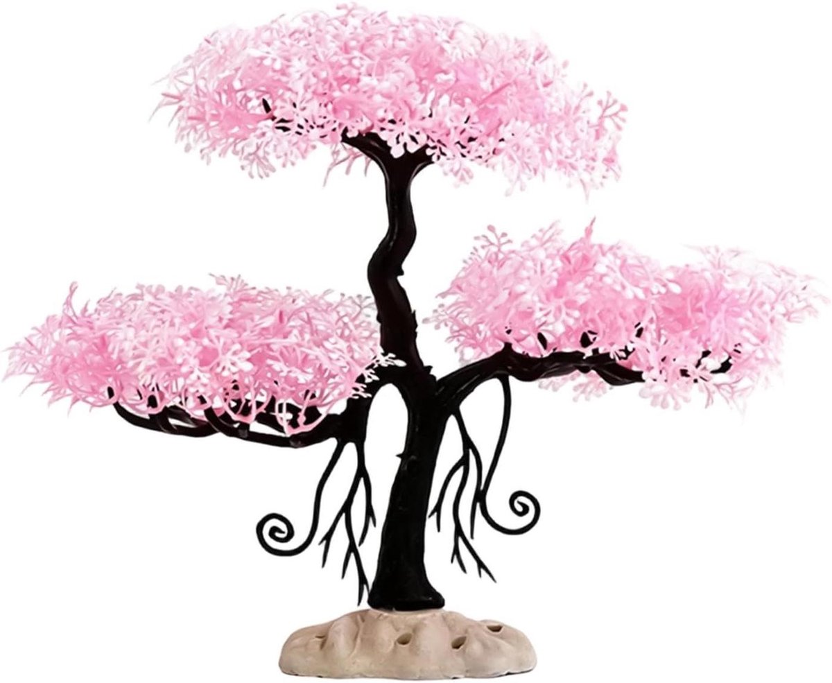 Aquarium Kunstplanten - Nep Planten Ornament - Aquarium Decoratie - Realistische Bonsai Boom - 23 x 23 cm - Groen