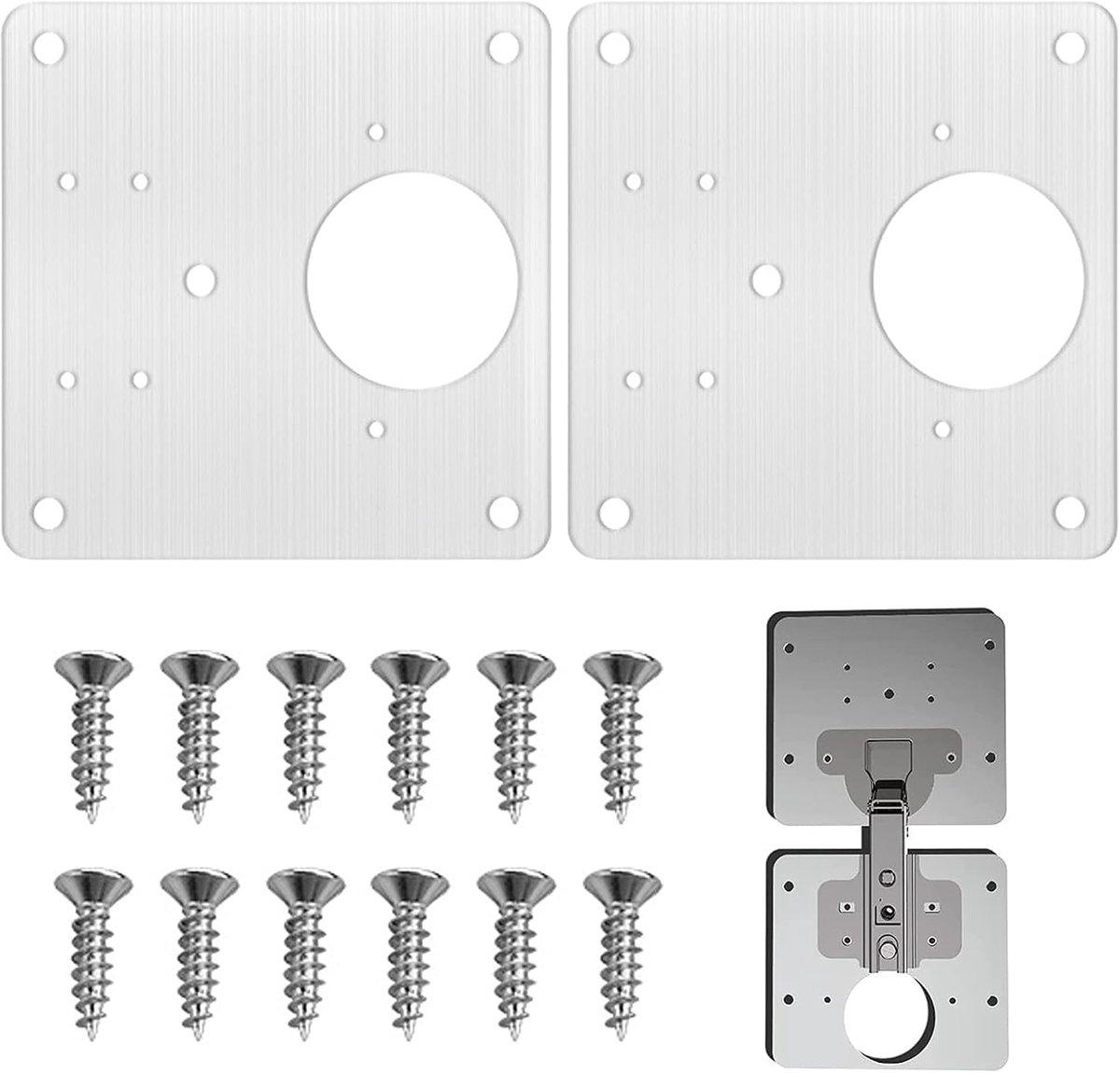 Scharnier Reparatie Kit 2 Stuks - RVS - 9 x 9 cm - Herstel losse scharnieren - ShopVlot