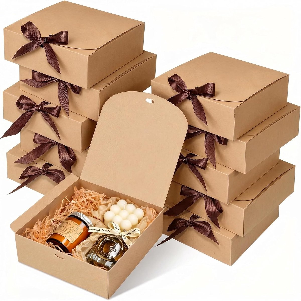 Geschenkdoos Met Deksel Van Kraftkarton, 16,5 X 16,5 X 5 Cm, Bruin - ShopVlot
