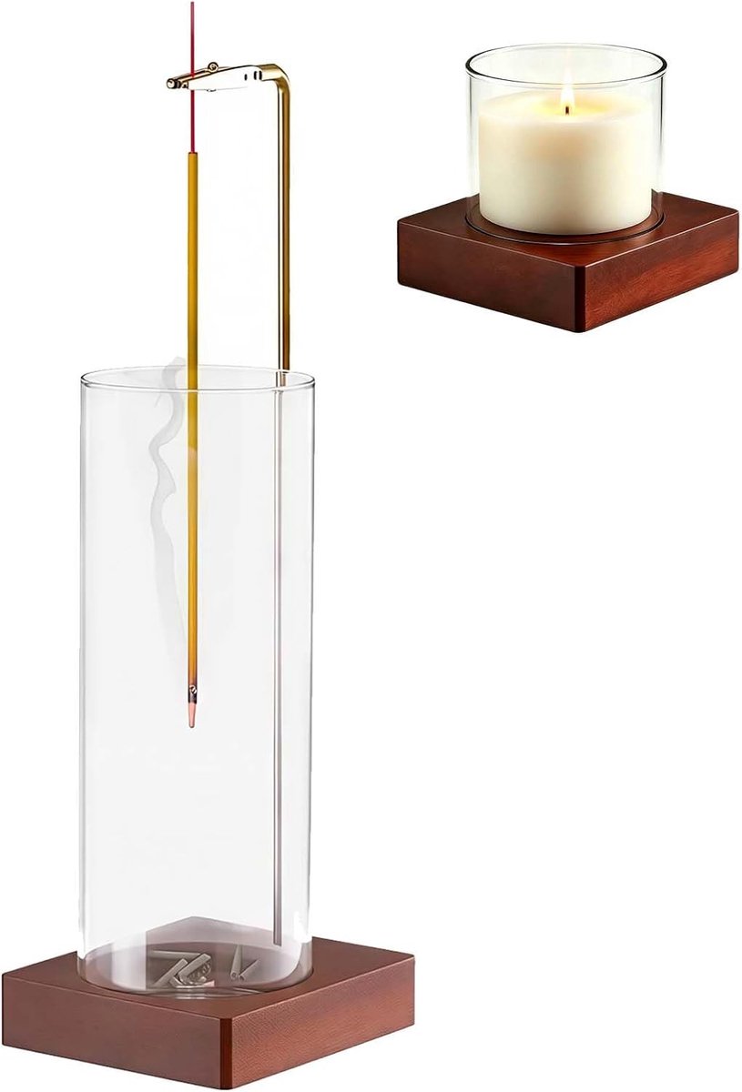 Wierook Stok Houder Verwijderbare Glas Ash Catcher Hout Omgekeerde Wierook Brander Base Wierook Stok Houder met - ShopVlot