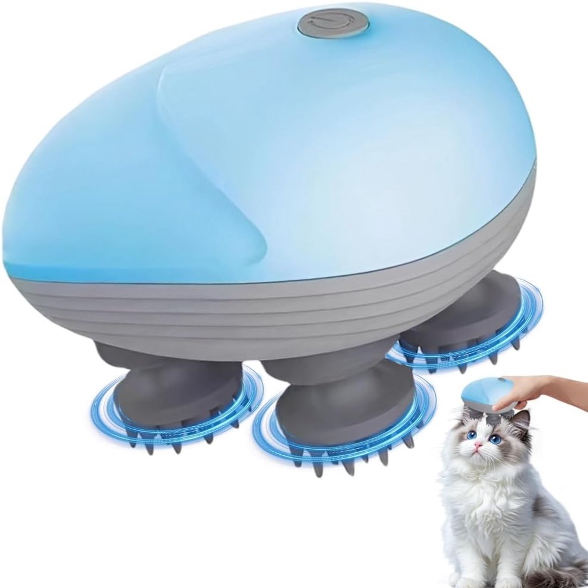 Elektrisch Hoofdmassageapparaat - Draagbaar - Waterdicht - Met 4 Massagekoppen - Voor Mensen en Katten