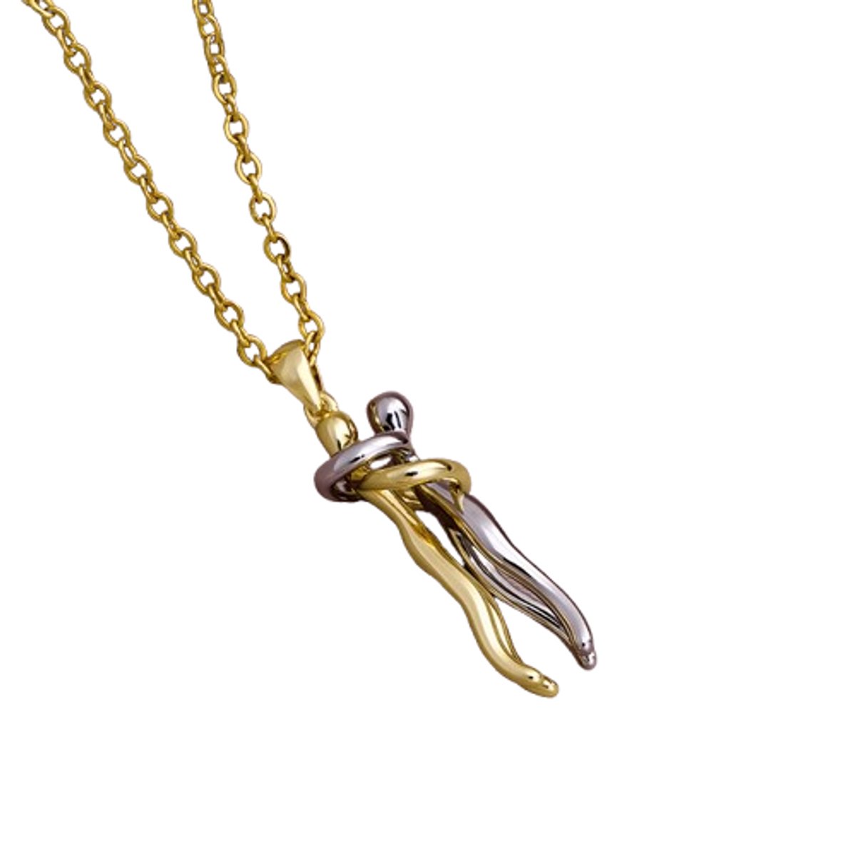 Plux Fashion Knuffel Ketting - Goud/ Zilver - 2mm/50cm - Sieraden - Valentijns Ketting - Ketting Goud - Sieraden Cadeau - Gouden Ketting Dames - Ketting Met Hanger - Roestvrijstaal Ketting - Valentijn Sieraad - Gouden Ketting - Valentijn