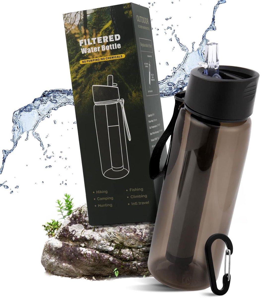 Portable Water Purifier, Travel Filter Bottle, Outdoor Emergency Instant Drinking Water Filter Lid for Hiking - ShopVlot