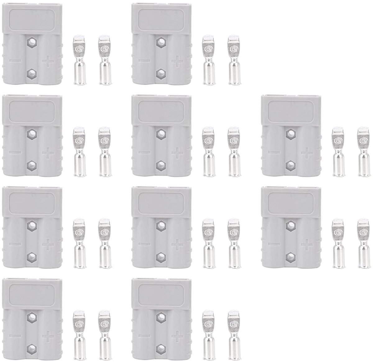 Battery Power Connector 50A 600V 16mm² 6AWG Silver Plated Copper Clamps Polycarbonate 10 Pieces with 20 Terminals - ShopVlot