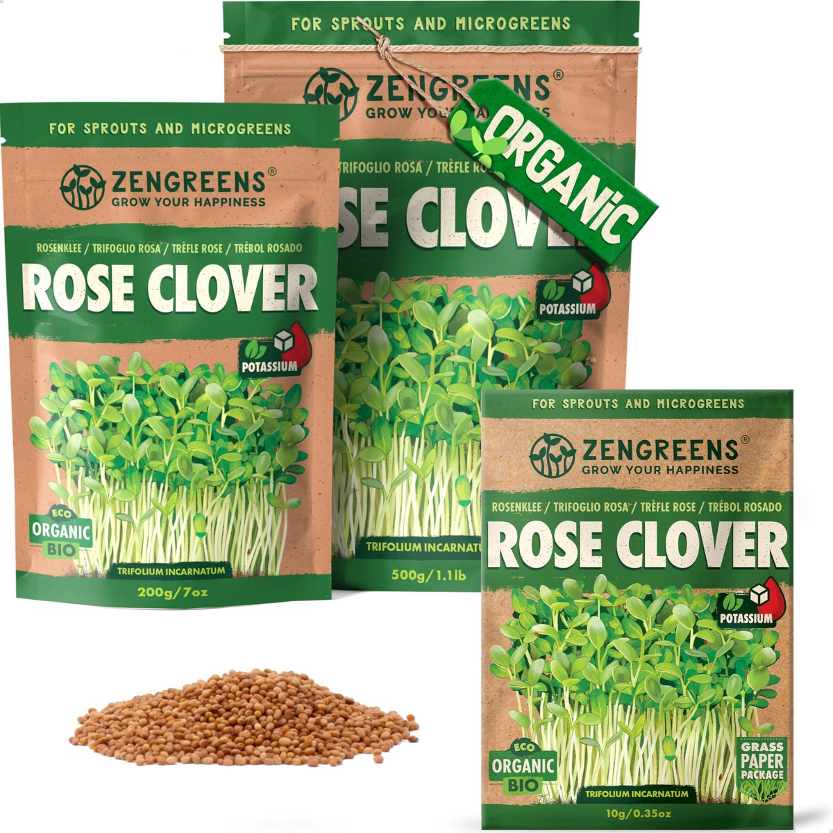 Roze klaver zaden 10g, 200g of 500g - Biologisch - Meer dan 97% kieming - Ideaal voor microgreens - ShopVlot