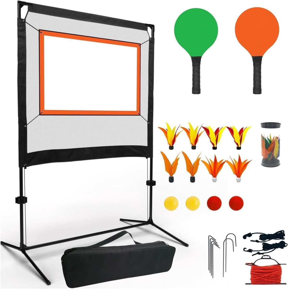 Complete racket- en netset voor pickleball, badminton en tafeltennis - eenvoudig op te zetten voor plezier in de tuin, park, strand en binnen.