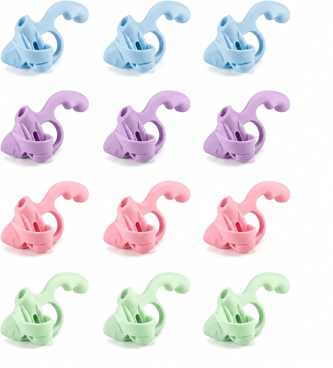 Ergonomische schrijfvingers van siliconen - 12 stuks voor betere grip, correctie potloodgebruik, geschikt voor kinderen en volwassenen