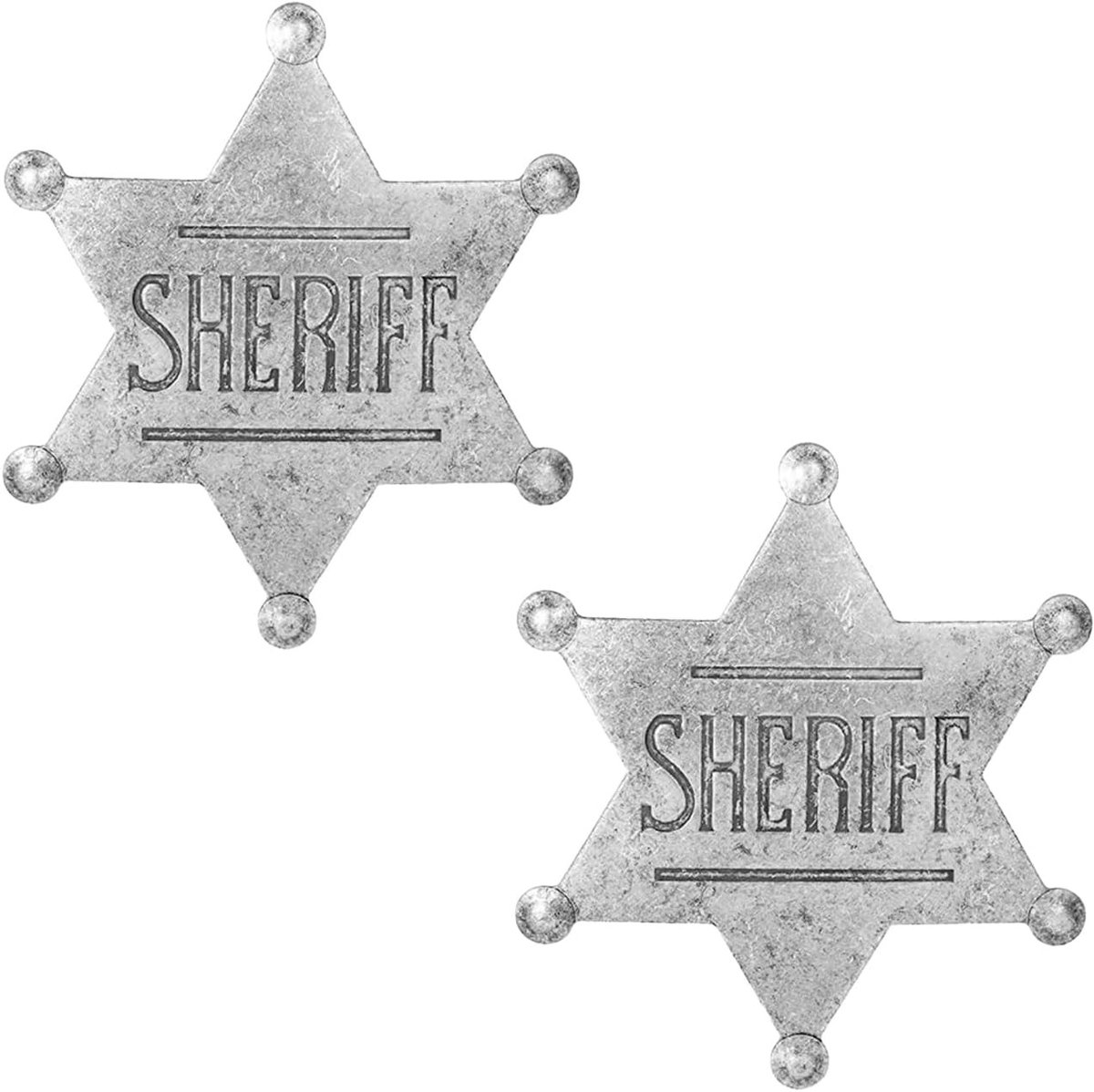 2-Delige Sheriff Badge Speelgoedset - Glanzende Metalen Hexagram Badge voor Halloween en Cosplay Accessoires