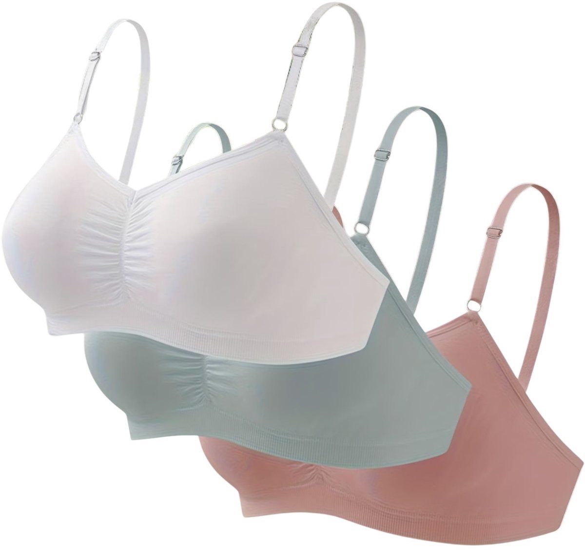 Currero BH Zonder Beugel - Strapless - Zonder Bandjes - Met Voorsluiting - Push-up Bh's - Comfort Beha - Comfortabel - Grote Sluiting - Blauw + Roze + Wit