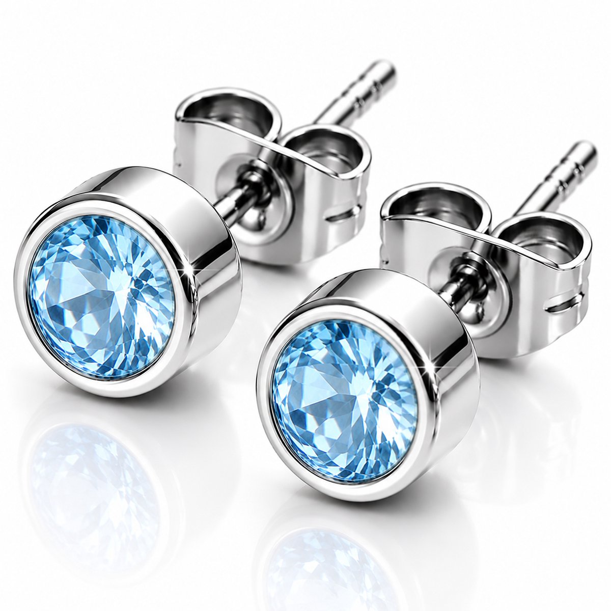 Maevi® Geboortesteen Oorbellen - Maand: December - Kleur: Zilver - Hoge Kwaliteit - Oorknopjes / Oorbel - Geboorte Steen / Birth Stone Earrings - Roestvrijstaal / RVS / Stainless Steel - Verkleurt Niet - Incl. Luxe Verpakking