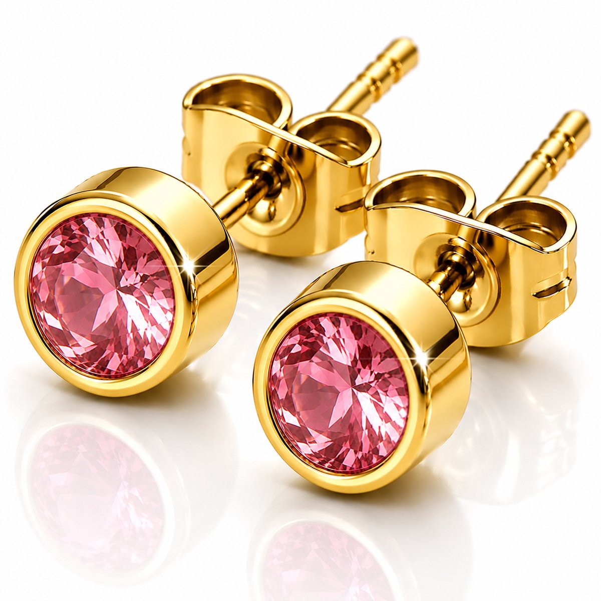 Maevi® Geboortesteen Oorbellen - Maand: Oktober - Hoge Kwaliteit - Oorknopjes / Oorbel - Geboorte Steen / Birth Stone Earrings - Roestvrijstaal / RVS / Stainless Steel - Verkleurt Niet - Incl. Luxe Verpakking