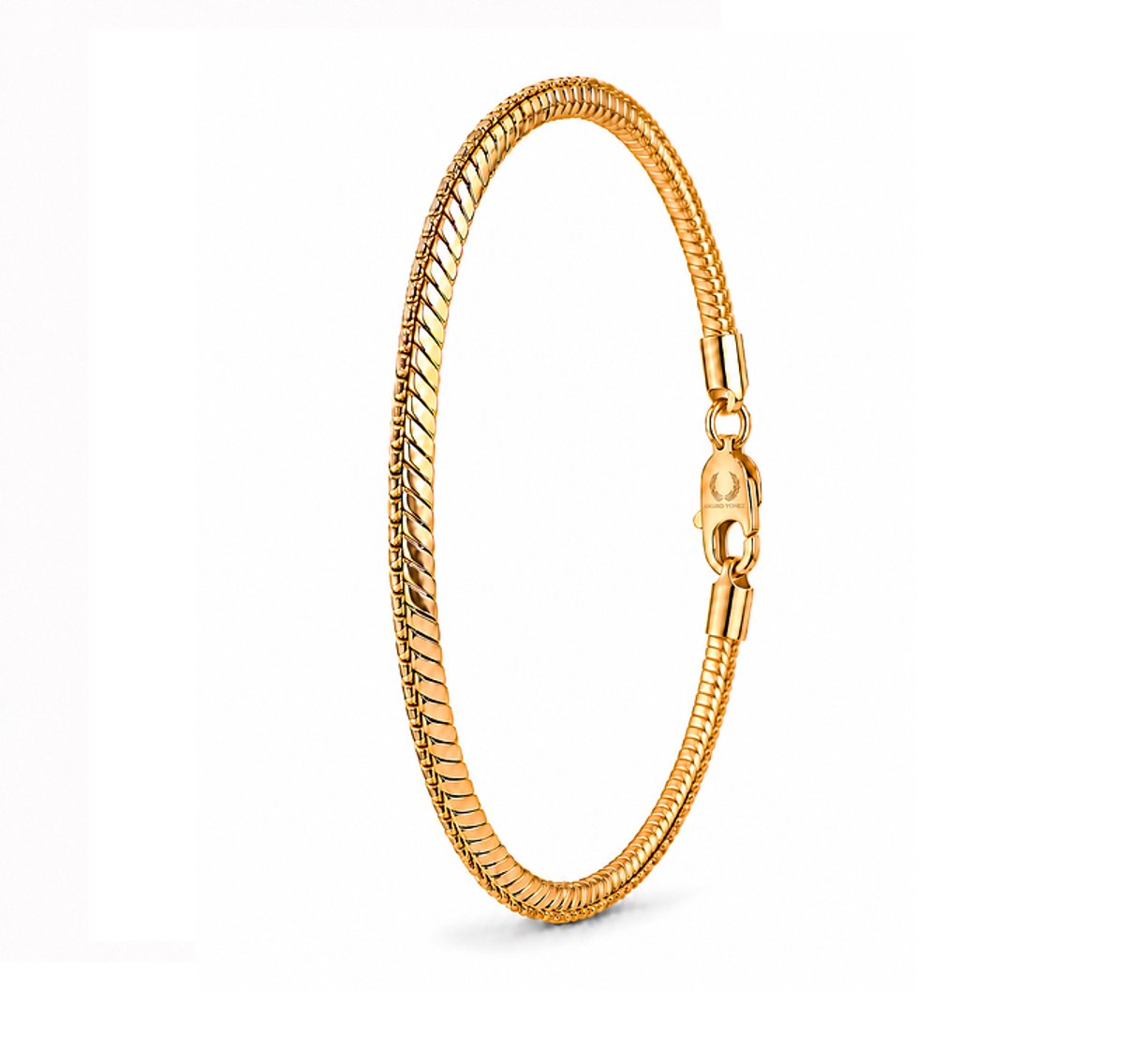 Armband Heren Staal Goudkleurig 21 cm – Mauro Vinci® Vivar Gouden Schakelarmband 2.0mm dikte Heren – Stainless Steel Heren Slang Armband – Stoere Armband Mannen – Luxe Cadeau voor Man – Inclusief Geschenkverpakking