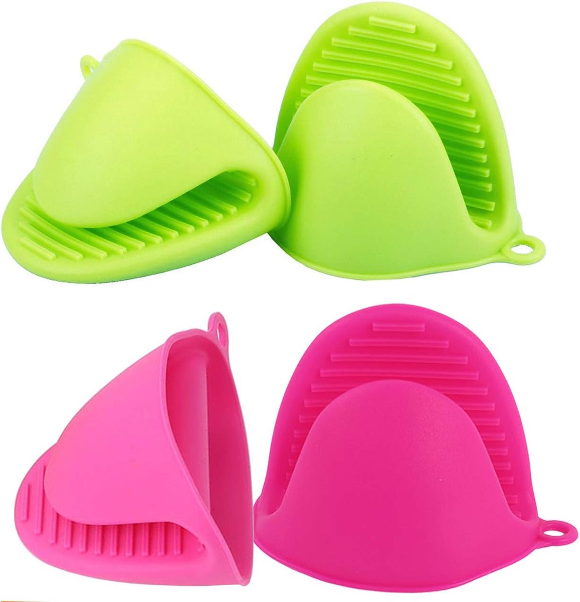 2 paar - Siliconen handschoenen - Hittebestendig en Hittebestendige handschoenen - Ovenhandschoenen - Hittebestendig - 10*8 cm - Roze + Groen