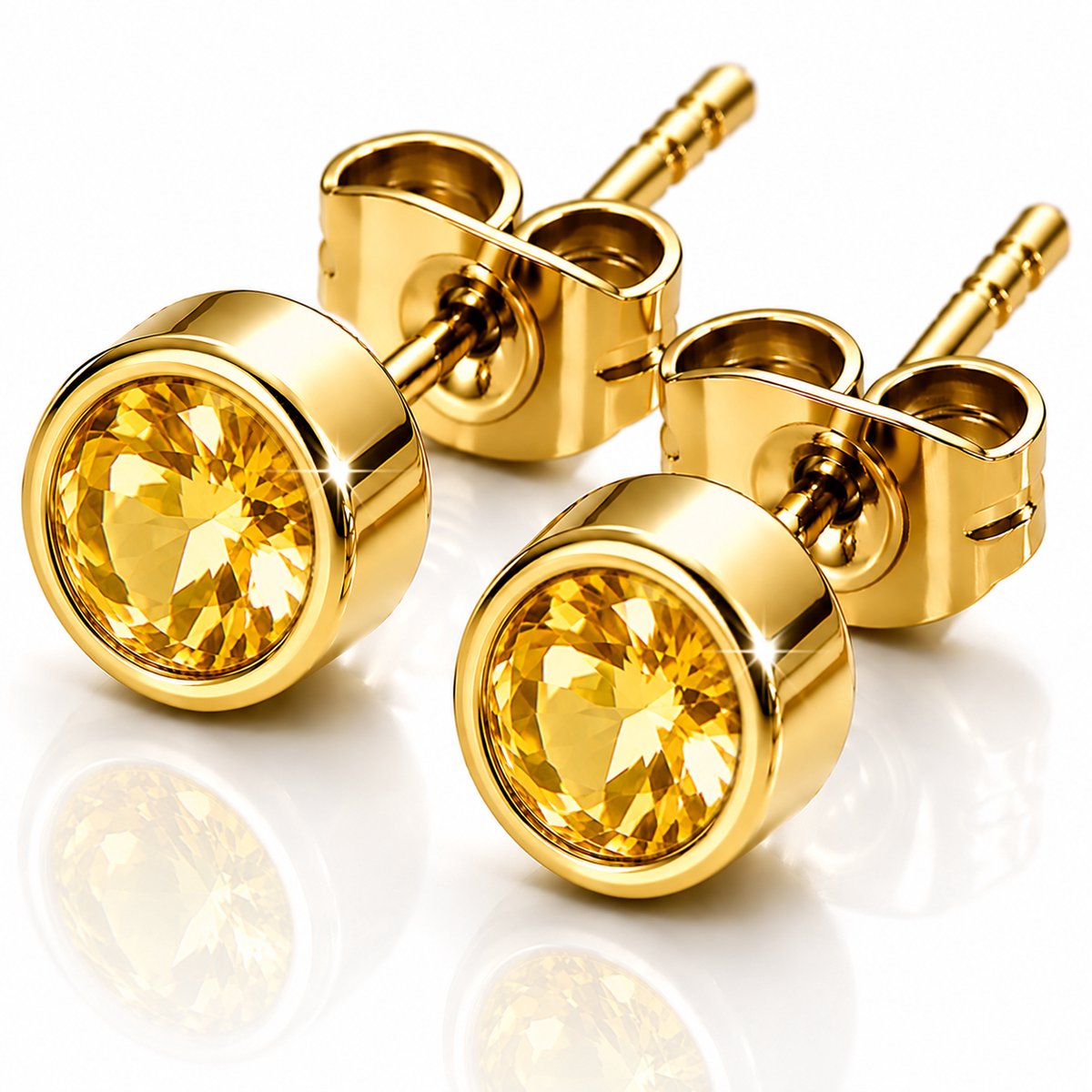 Maevi® Geboortesteen Oorbellen - Maand: November - Hoge Kwaliteit - Oorknopjes / Oorbel - Geboorte Steen / Birth Stone Earrings - Roestvrijstaal / RVS / Stainless Steel - Verkleurt Niet - Incl. Luxe Verpakking
