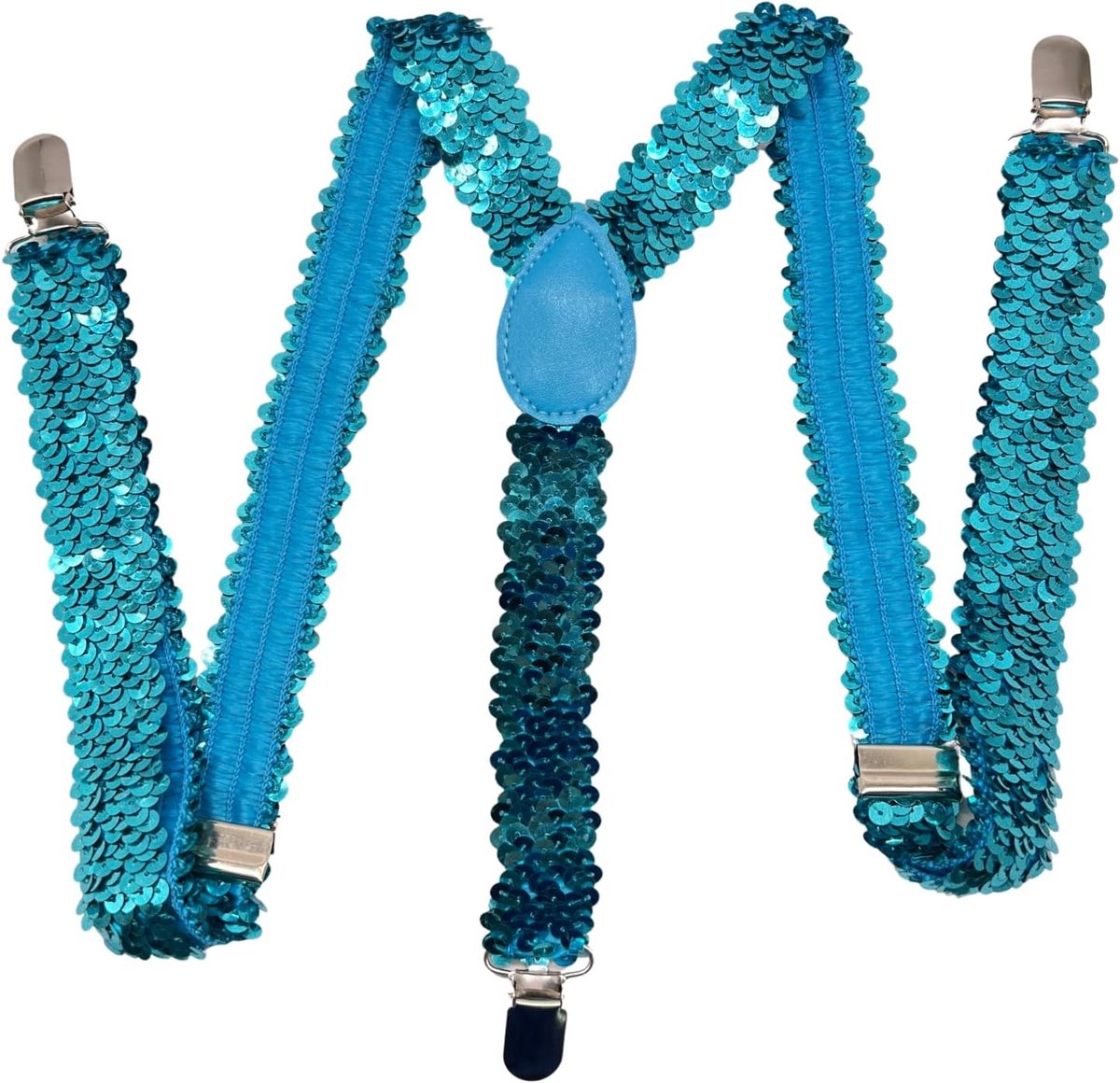 Sequin Suspenders voor Mannen en Vrouwen - Elastische Y-Back met Sterke Clips voor Kostuumaccessoires in Blauw