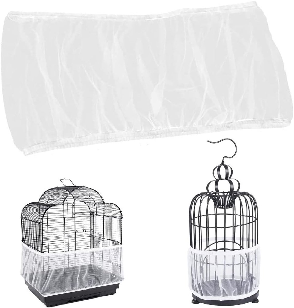 Hoes voor Vogelkooi - Bescherming tegen Vuil en Zaden - Geschikt voor Ronde en Vierkante Cages van 100-170 cm - Wit M