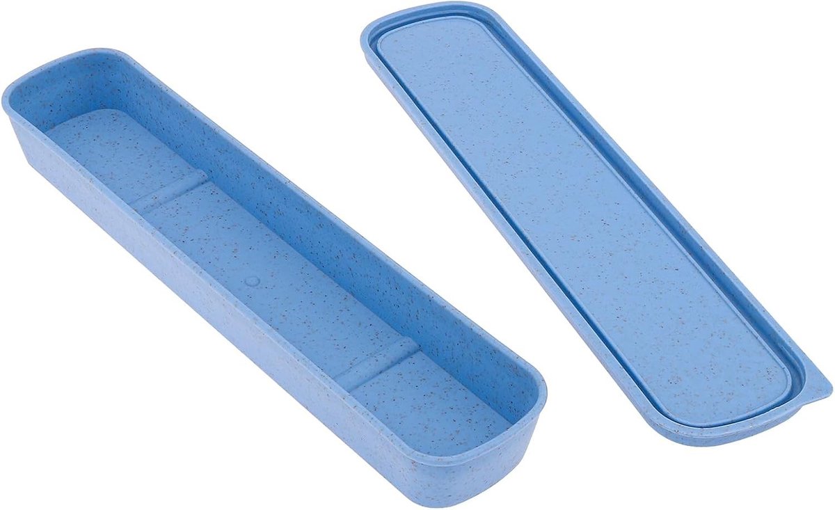 Draagbare Bestekdoos voor Reizen - Tafelgerei Opbergdoos voor Bestekset, 9.86x2.4inch (Blauw) - Ideaal voor Picknicks en Kamperen