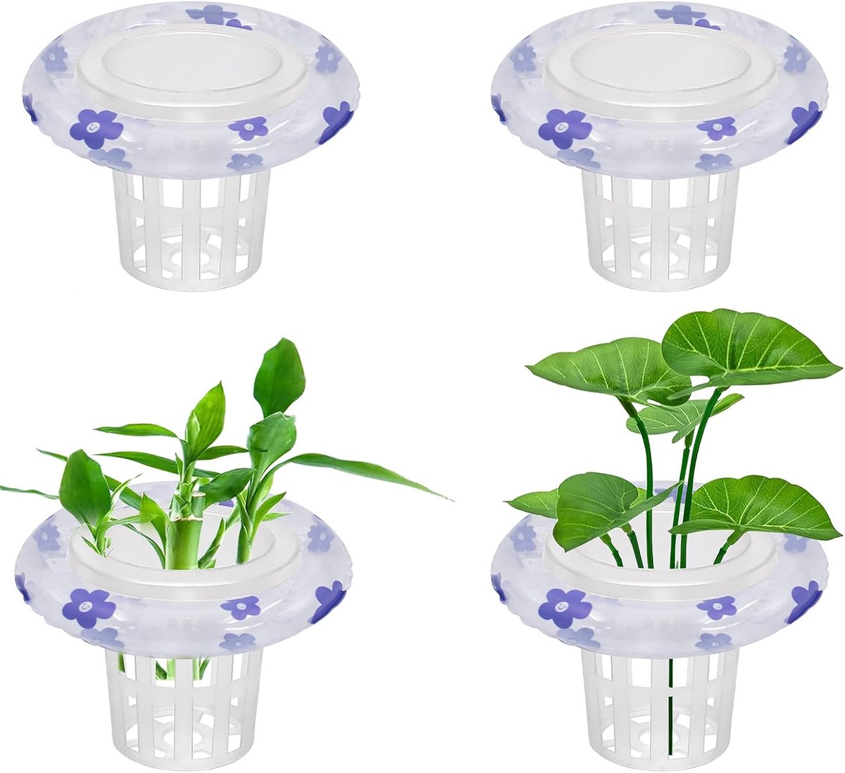 Aquarium hangplantenhouders 4 stuks - transparante kunststof - met zwemringen - ideaal voor hydrocultuur - ShopVlot