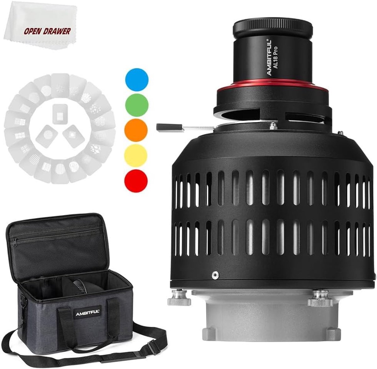 Professionele LED Projector Snoot voor Fotografie met 40 GOBO's en Draagtas, Geschikt voor Bowens Mount en Creatieve Belichting