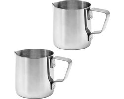 Set van 2 Melkkannen van RVS 150 ml voor Melkopschuimen, Latte Art en Cappuccino Bereiden
