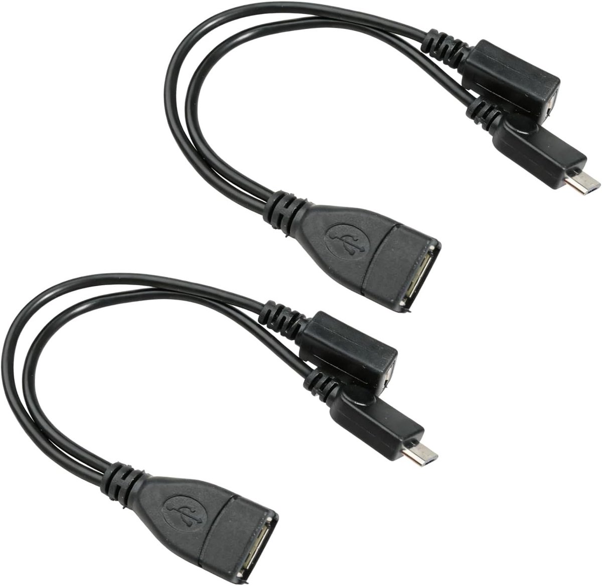2 Stuks Micro USB OTG Adapter met Voedingsconnector voor Externe Apparaten, USB Stick en Smartphones