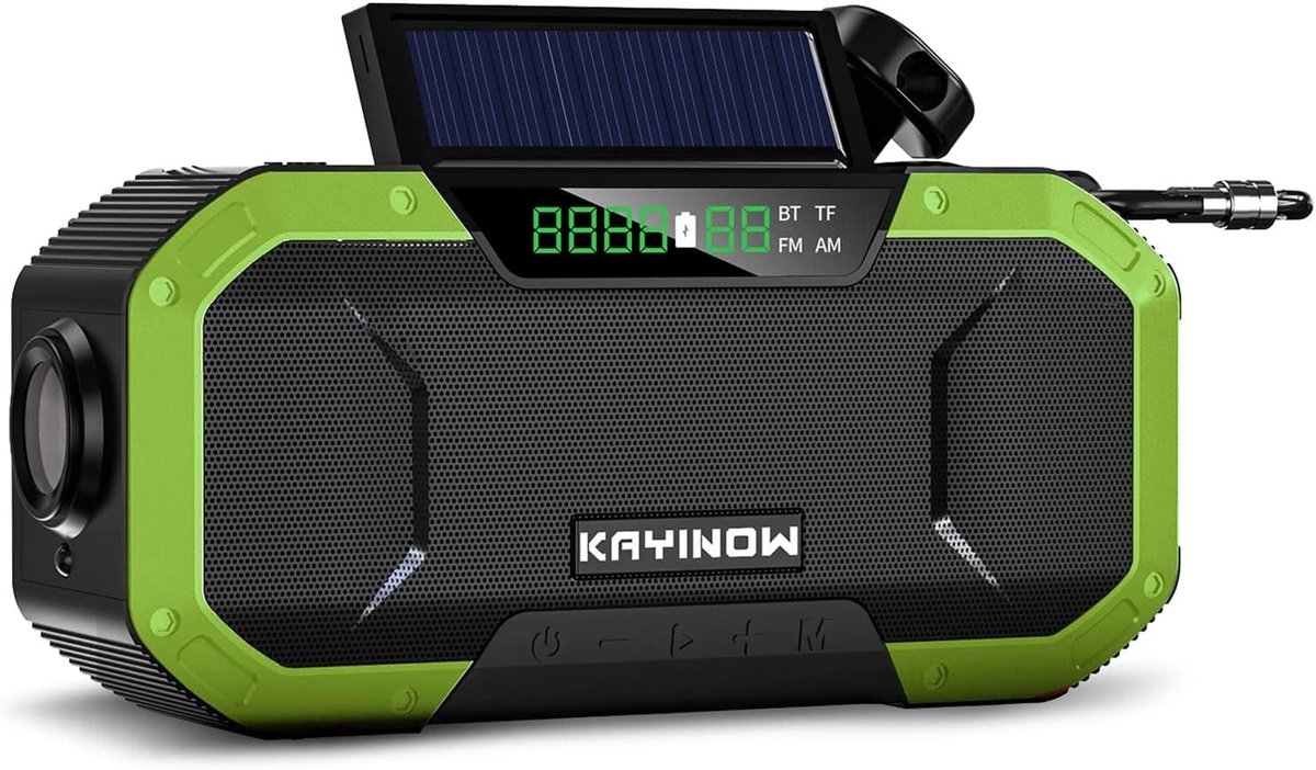 Draagbare Solar Radio met Dynamo, AM/FM Ontvangst, 5000mAh Powerbank en LED Zaklamp voor Camping en Noodgevallen