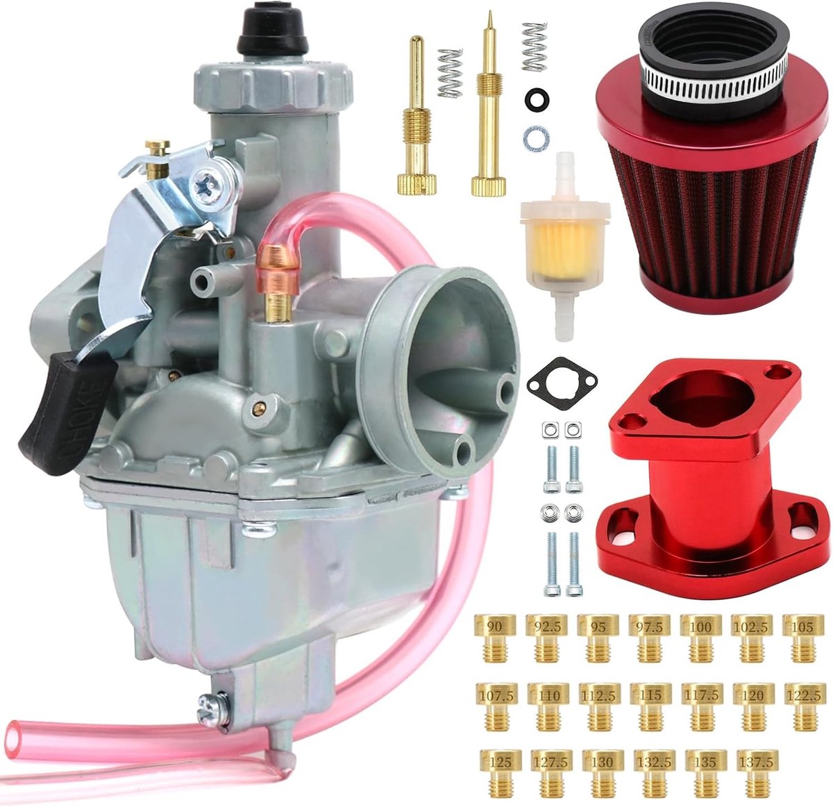 Carburateur Kit 26mm voor Predator 212cc, GX160, GX200 en CT200U - Inclusief 38mm Luchtfilter en Hoofdschroef voor Mini Bikes en Dirt Bikes