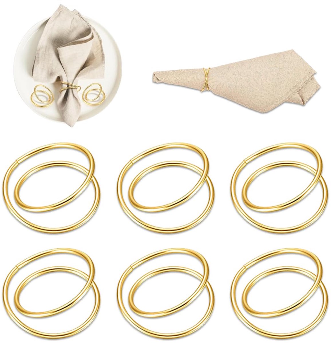 Servetringen - elegante metalen afwerking - gouden kleur - perfect voor feestelijke dinertafels - ShopVlot