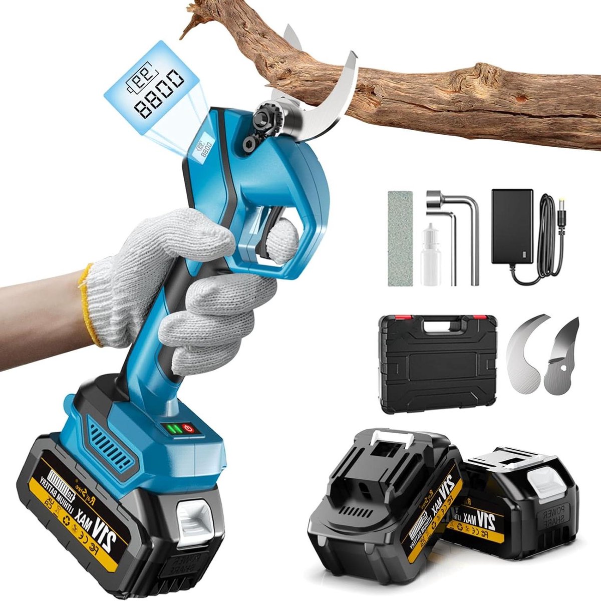 Elektrische Snoeischaar - Snoeischaar Tuin - Snoeien van Takken - Borstelloze Motor - 30 mm - Zwart