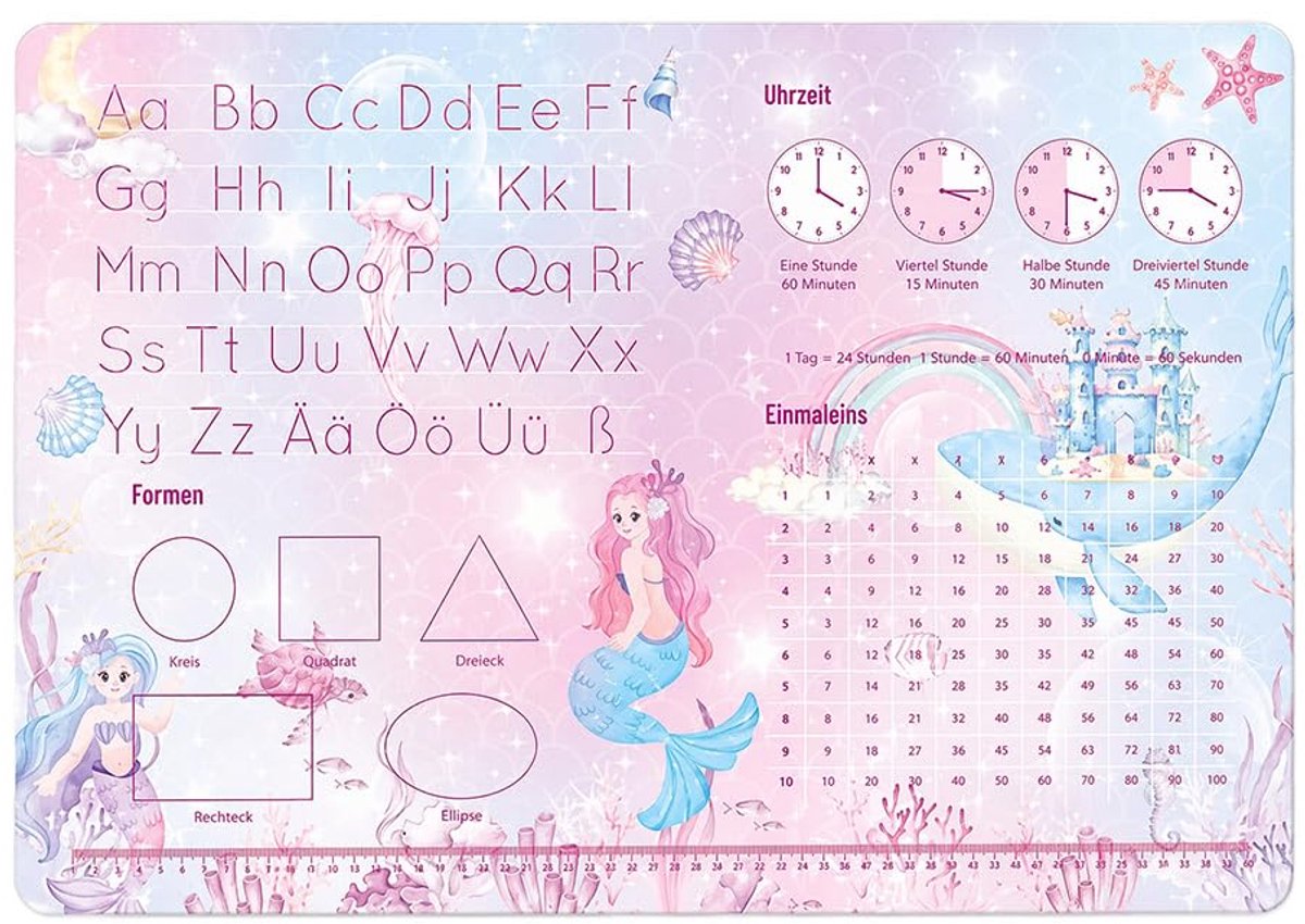 Bureauonderlegger voor kinderen 60 x 40 cm - PU-leer - Zeemeermindesign - Ideaal voor thuiskantoor - ShopVlot