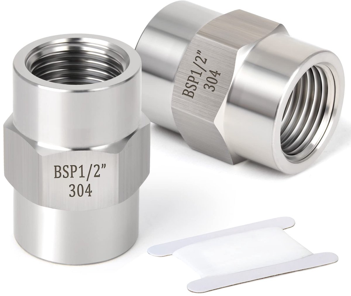 Pijpfitting koppelstuk 1/2" BSP - 304 roestvrijstaal - zeskantvorm - voor duurzame verbindingen - ShopVlot