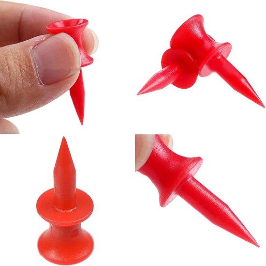 Golf Tees 31mm in Rood - Schokbestendige Plastic Tees voor Professionele Golfspelers - 100 Stuks Accessoires voor op de Golfbaan — afbeelding 5