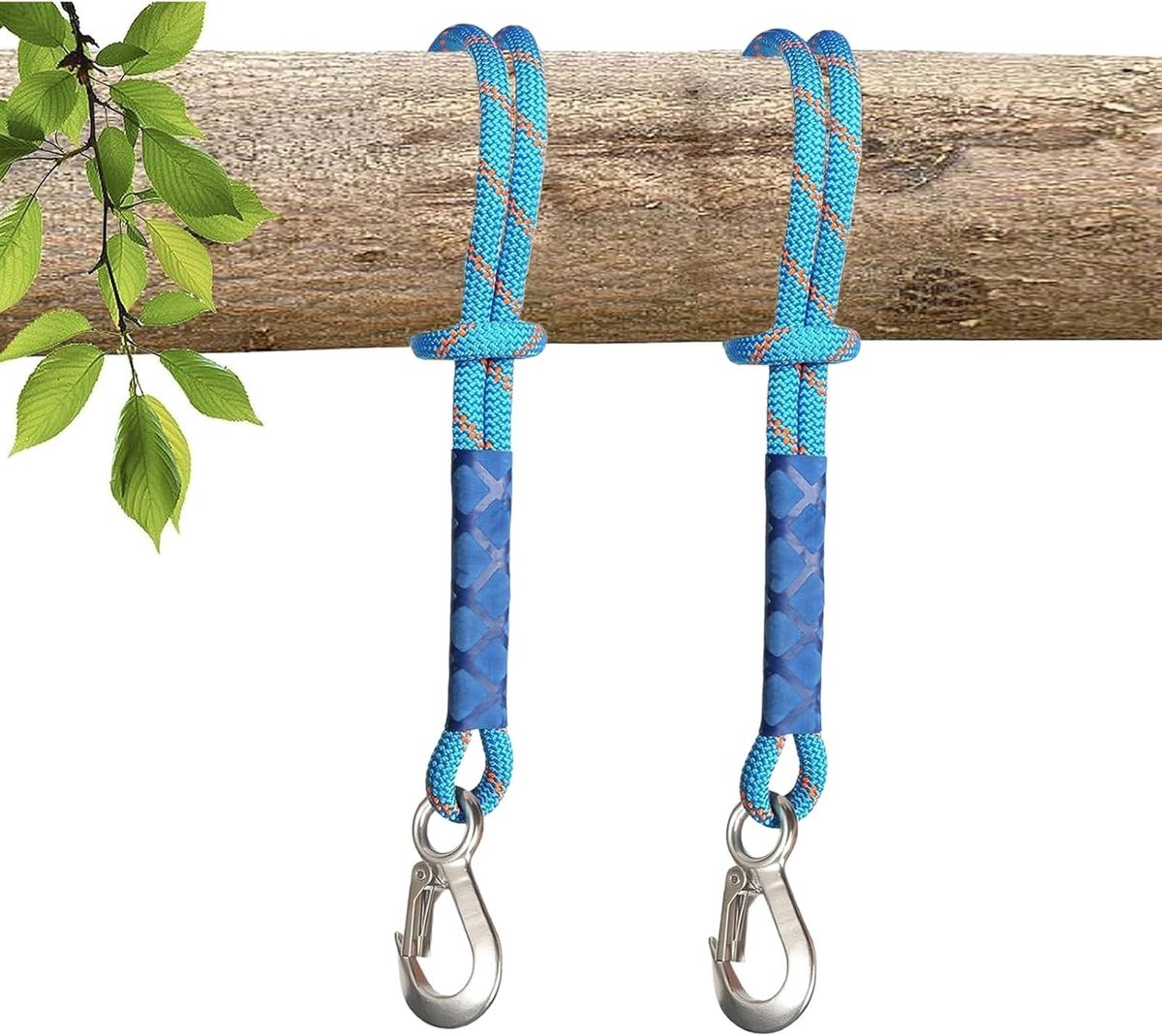 2-delige schommel bevestigingsset met touw van 60 cm, geschikt voor hangmatten, schommels en nestschommels, tot 400 kg draagvermogen, voor binnen en buiten gebruik