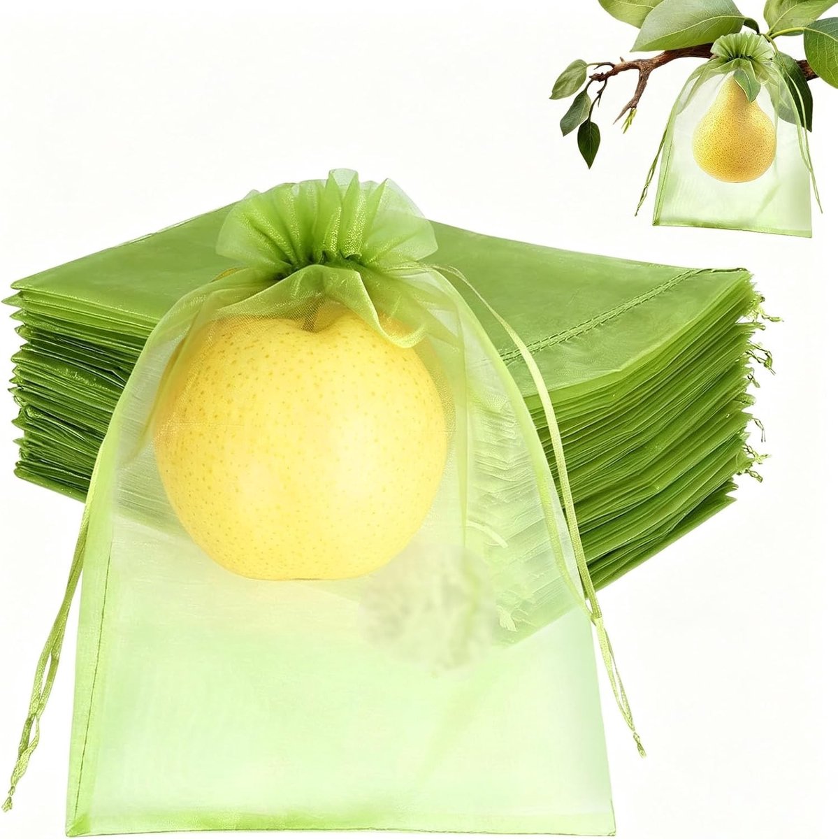 Beschermhoezen voor Druiven 17 x 23 cm - 100 Stuks - Fruitbescherming Tegen Wespen, Vogels en Fruitvliegen met Koord en Gaas